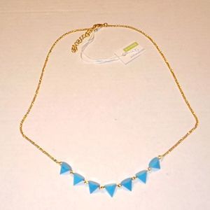 AV.MAX 18K GOLD PLATED CHAIN WITH TURQUOISE SPIKES CENTER STONESND EXTENDER